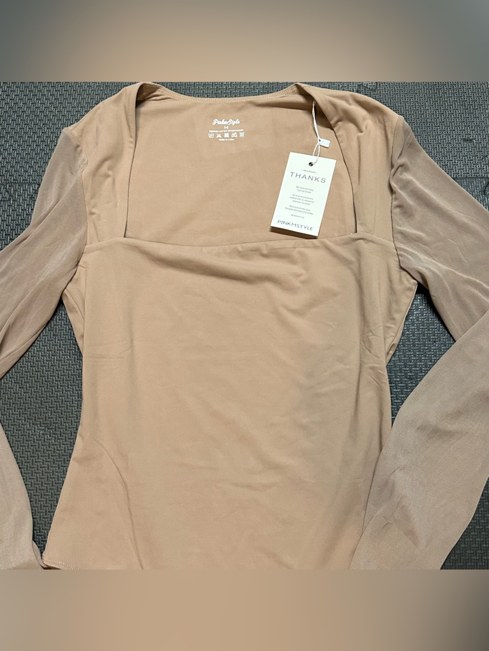 Nude/Tan Lightweight Long Sleeve Top-medium